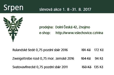 Srpnové slevy - 1. 8. - 31. 8. 2017