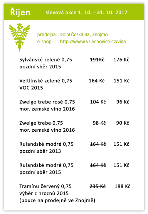 Říjnové slevy - 1. 10. -  31. 10. 2017